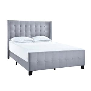 king modern wing fabric bed in dove gray