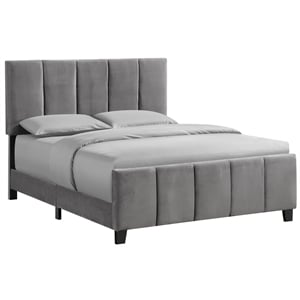 king modern channel bed in flannel gray velvet