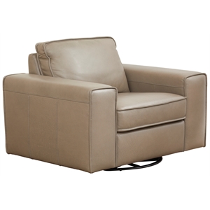 huddle up leather swivel chair in pelican beige