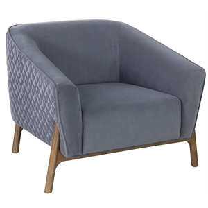 quilted fabric barrel chair in gunmetal gray