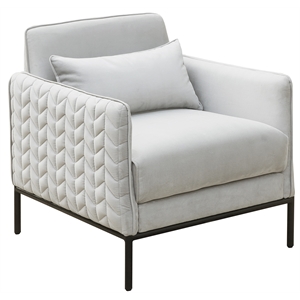glam quilted arm chair in silver