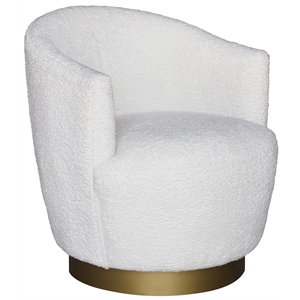 glam swivel barrel chair in white