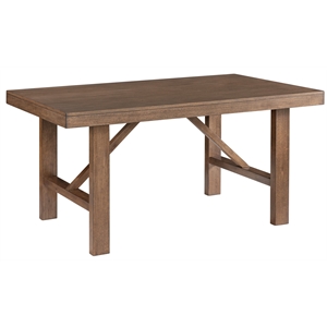 farmhouse wood dining table with trestle base in honey brown