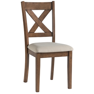 farmhouse beige upholstered x back dining chair