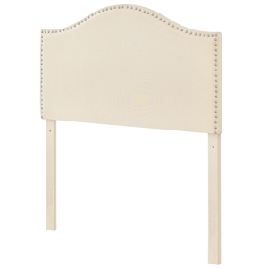 camelback nail trimmed upholstered twin headboard in beige