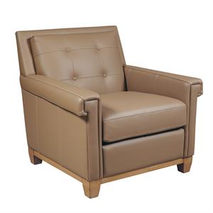 bailey wood base leather chair in camel brown