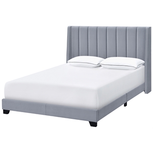 upholstered channeled shelter king bed in dove gray