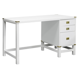 glam campaign single-file desk in glossy white