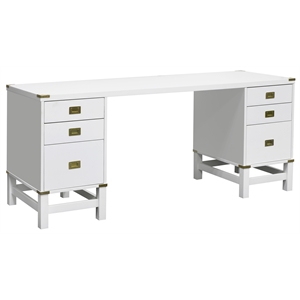 glam campaign double file desk in glossy white