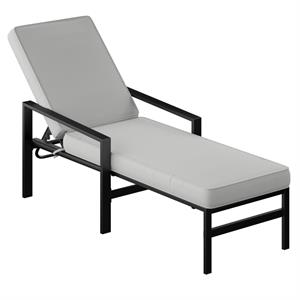 set of 2 outdoor x-back metal chaises in black
