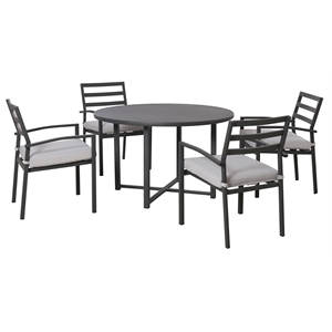 outdoor metal dining table and chair set in black