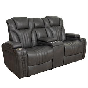 contemporary power recliner loveseat with console in steamboat gunmetal