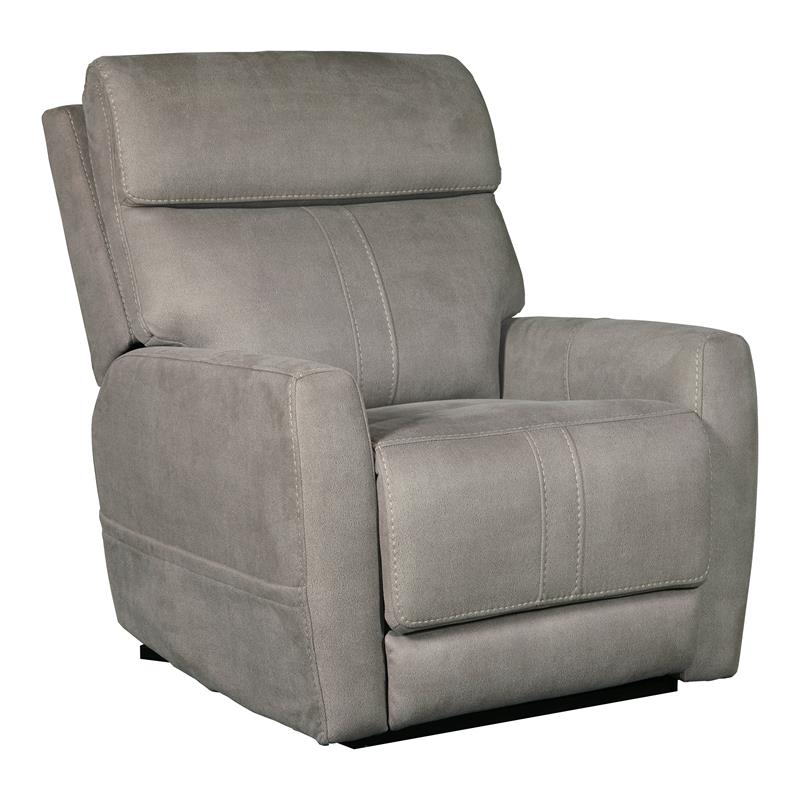 Contemporary Fabric Lift Chair with Power Headrest in Stonewash Dove Gray