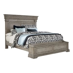 madison ridge wood king bed w/ storage footboard in brown by pulaski furniture
