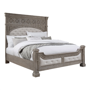 kingsbury queen wood panel bed in french gray finish by pulaski furniture