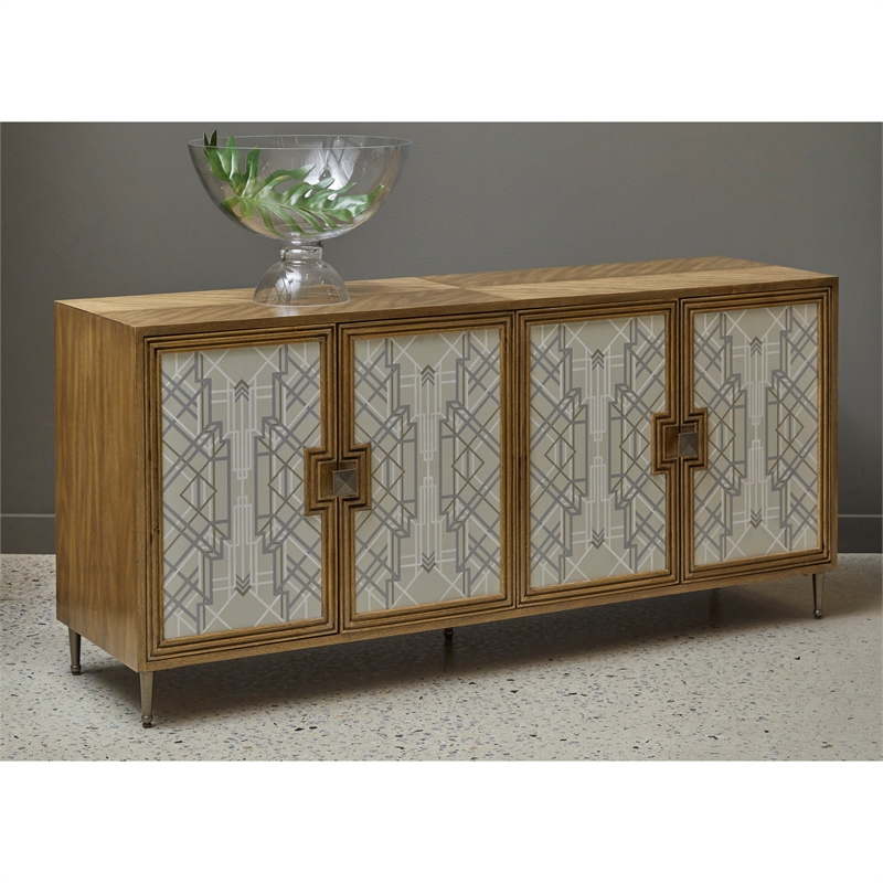 Pulaski modern geometric white deals 4 door credenza