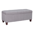 Natural Greige Transitional Microfiber Shoe Storage Ottoman in Gray