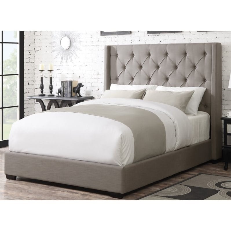 Natural Greige Queen Upholstered Bed in Gray | Cymax Business