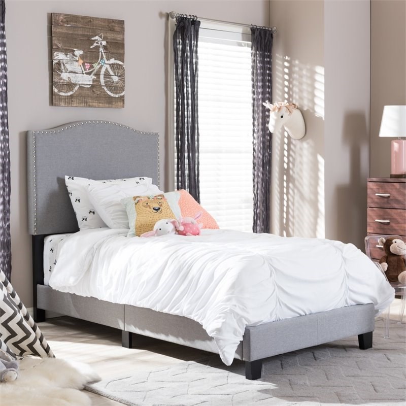 Natural Greige Twin Bed in Gray