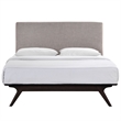 Natural Greige Queen Platform Bed in Cappuccino and Gray