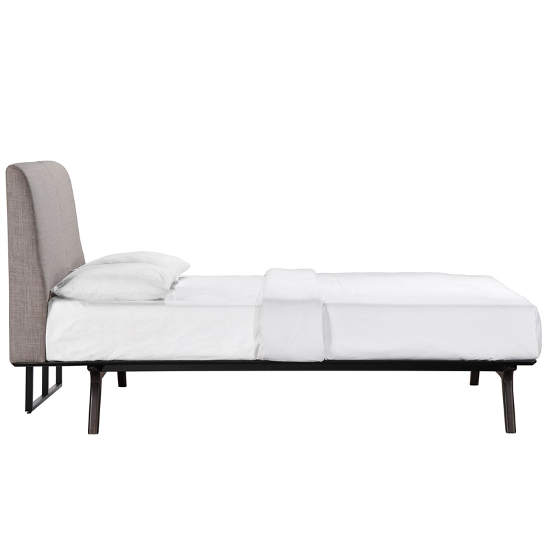 Natural Greige Queen Platform Bed in Cappuccino and Gray