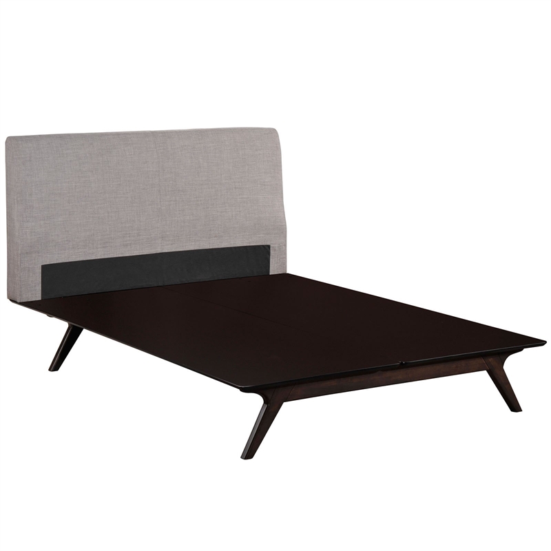 Natural Greige Queen Platform Bed in Cappuccino and Gray