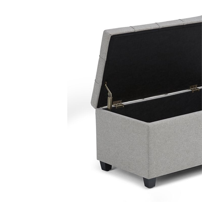 Natural Greige Tufted Storage Ottoman in Dove Gray