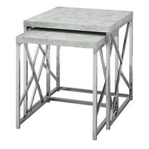 natural greige 2 piece nesting table set in gray