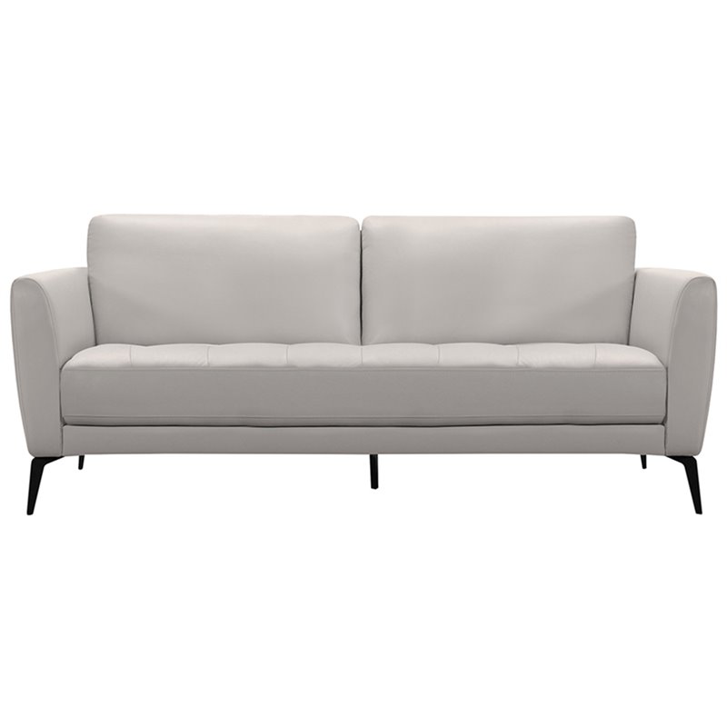 Natural Greige Leather Sofa in Dove Gray
