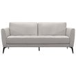 Natural Greige Modern Leather and Metal Sofa in Dove Gray/Black