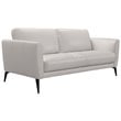 Natural Greige Modern Leather and Metal Sofa in Dove Gray/Black