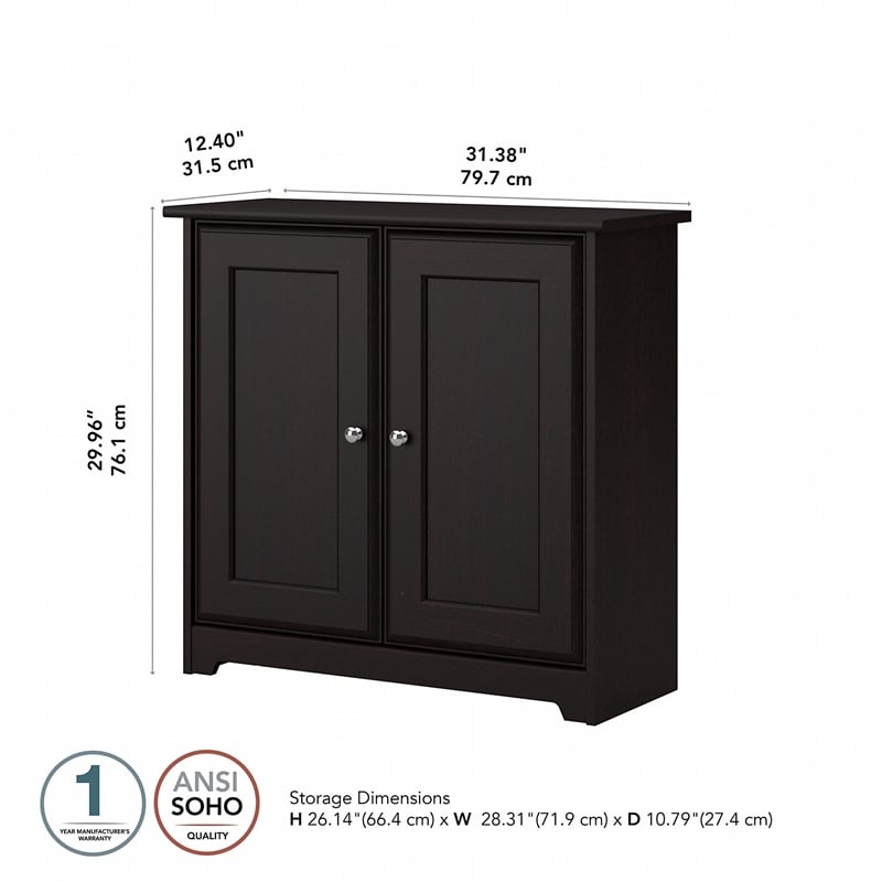 Cabot Small Storage Cabinet With Doors, Small Black Accent Cabinet With Doors