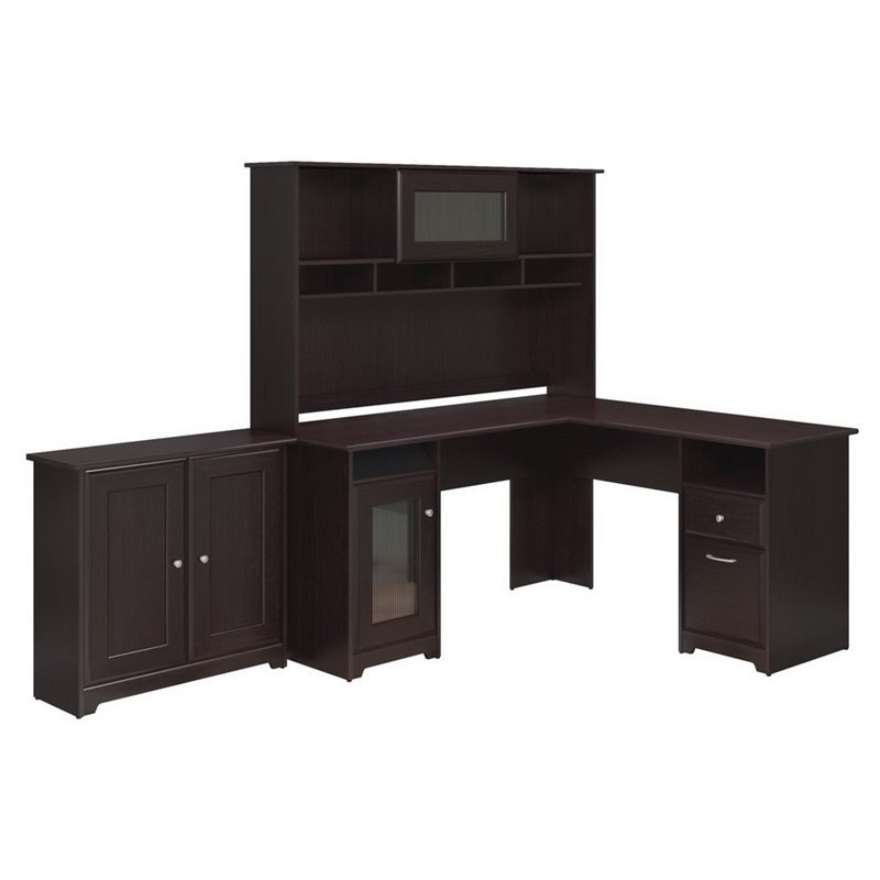Bush Furniture Cabot L Shaped Desk with Hutch and Low Storage