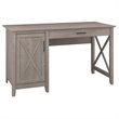 Key West 54W Computer Desk with Storage in Washed Gray - Engineered Wood