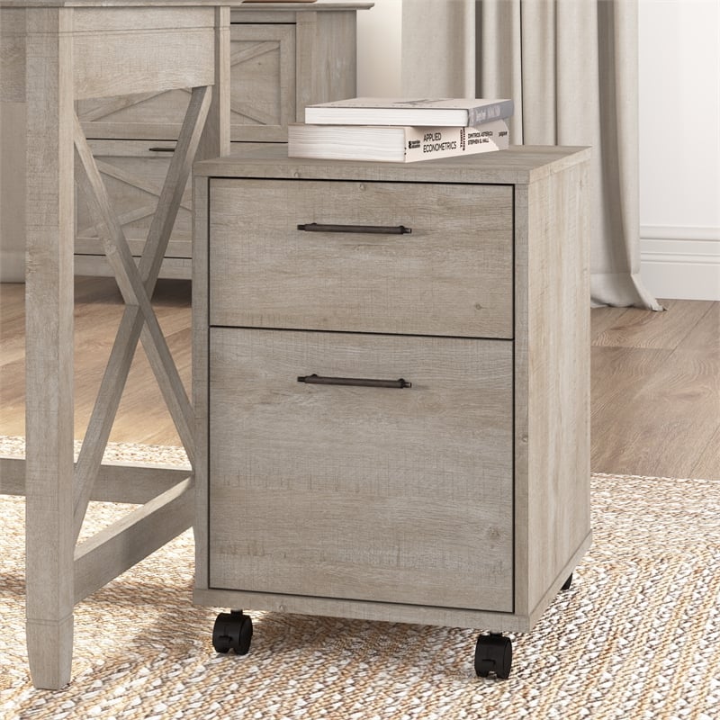 Bush Furniture Key West 2 Drawer Mobile Pedestal in Washed Gray ...