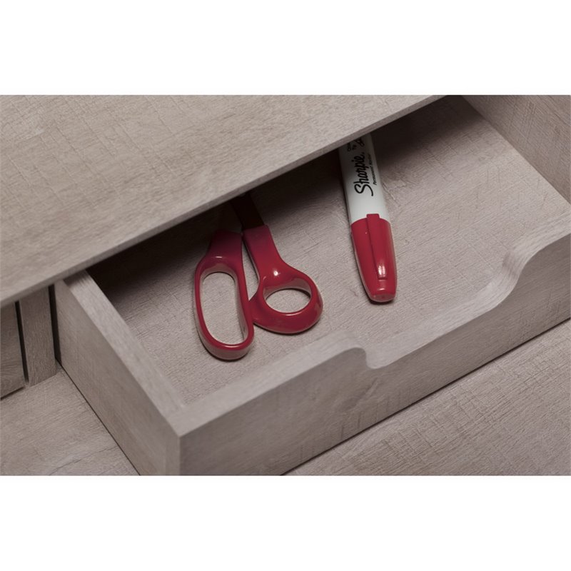 Bush Furniture Key West Desktop Organizer with Drawers in Washed Gray