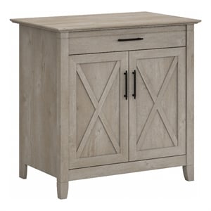 Key West Secretary Desk with Keyboard Tray and Storage Cabinet in Gray