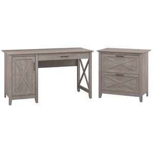 Bush Furniture Key West 54W Computer Desk with Storage and File Cabinet