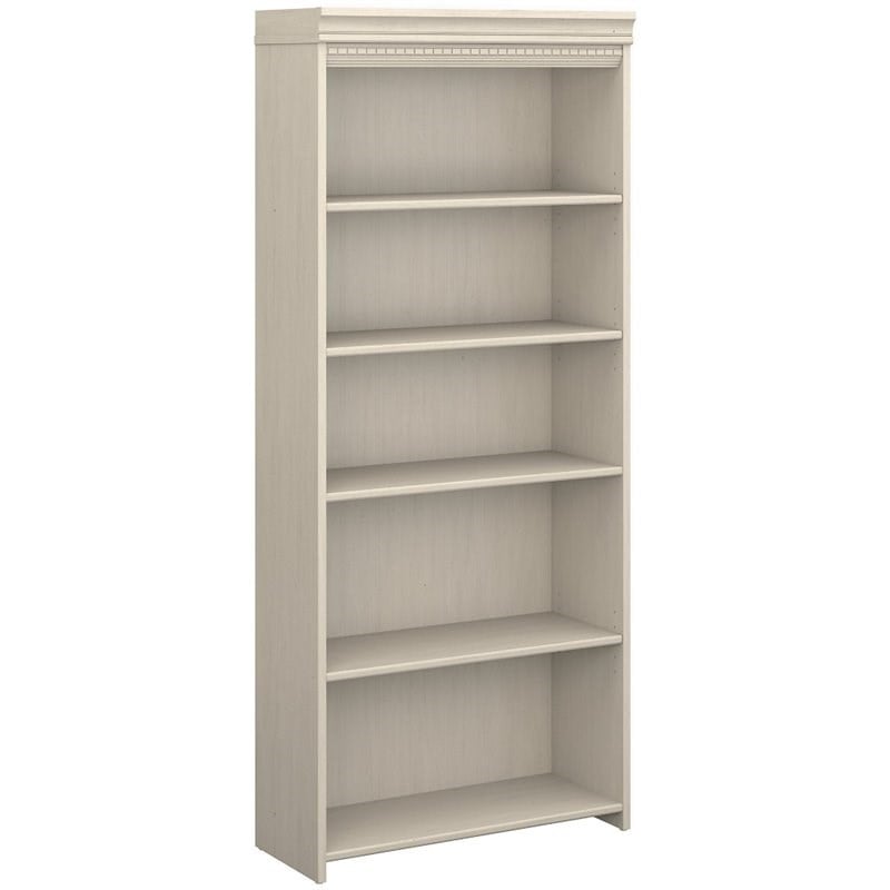 Fairview 5 Shelf Bookcase in Antique White - Engineered Wood