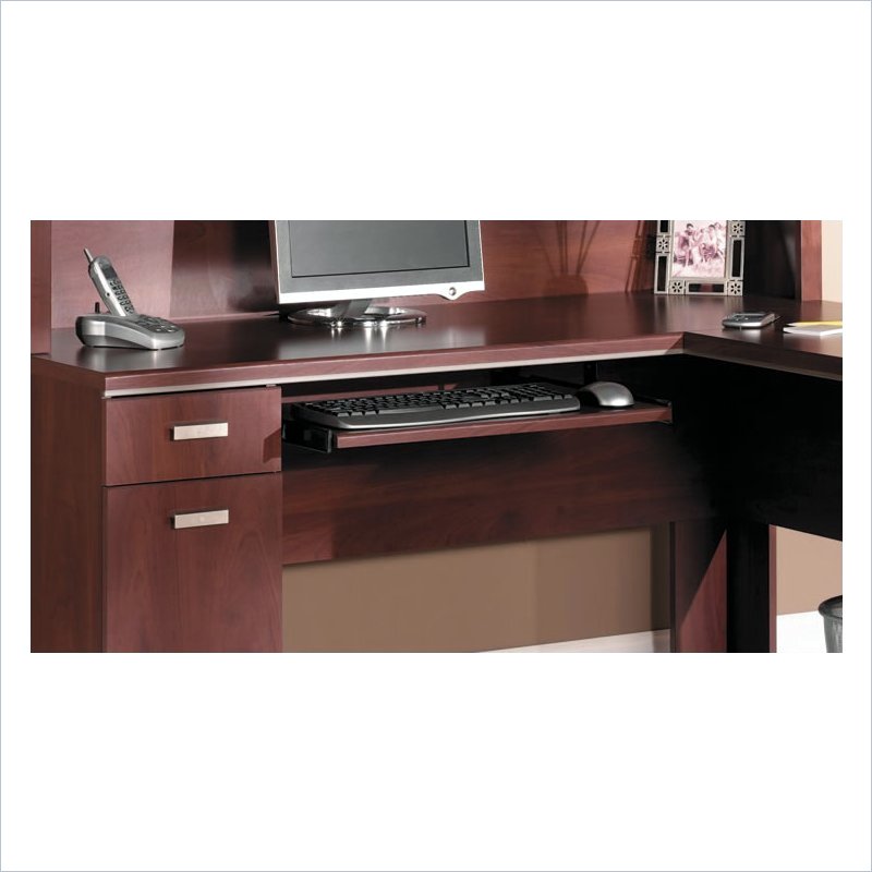 Bush Tuxedo L Desk Home Office Set With Hutch In Hansen Cherry Bush Tuxedo L Desk Home Office Set With Hutch In Hansen Cherry