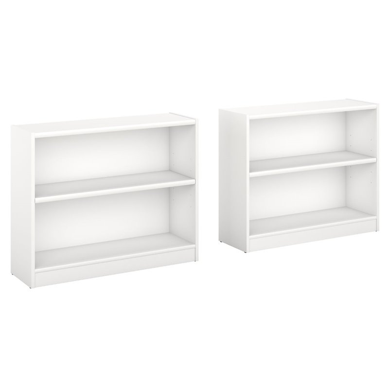 Bush Furniture Universal 2 Shelf Bookcase in Pure White (Set of 2