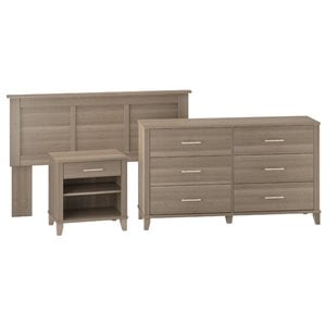 bush furniture somerset headboard with nightstand & dresser set in ash gray