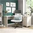 Salinas 60W L Shaped Desk with Storage in Antique White - Engineered Wood