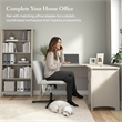 Salinas 60W L Shaped Desk with Storage in Antique White - Engineered Wood