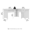 Salinas 60W L Shaped Desk with Storage in Antique White - Engineered Wood
