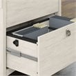 Salinas 60W L Desk w/ File Cabinet & Bookcase in Antique White - Engineered Wood