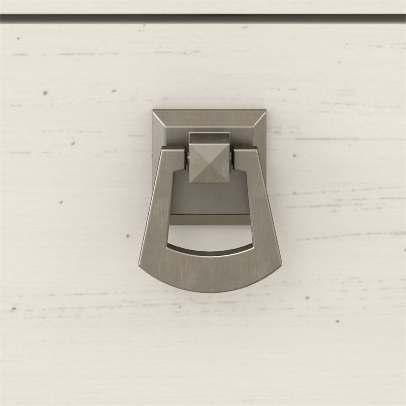 Salinas 60W L Desk w/ File Cabinet & Bookcase in Antique White - Engineered Wood