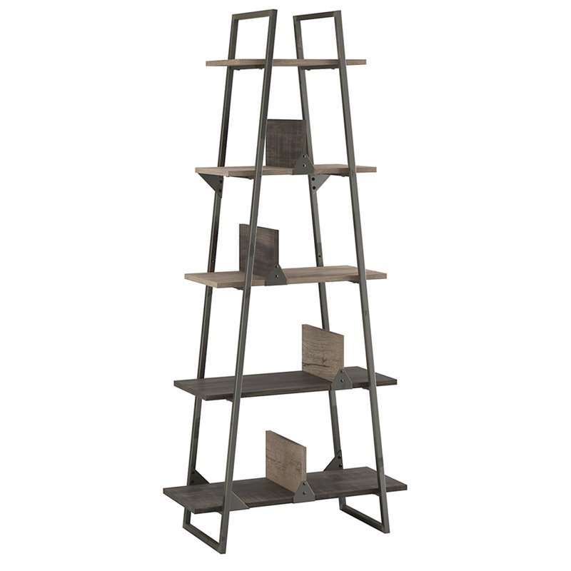 Bush Furniture Refinery A Frame Etagere Bookshelf in Rustic Gray