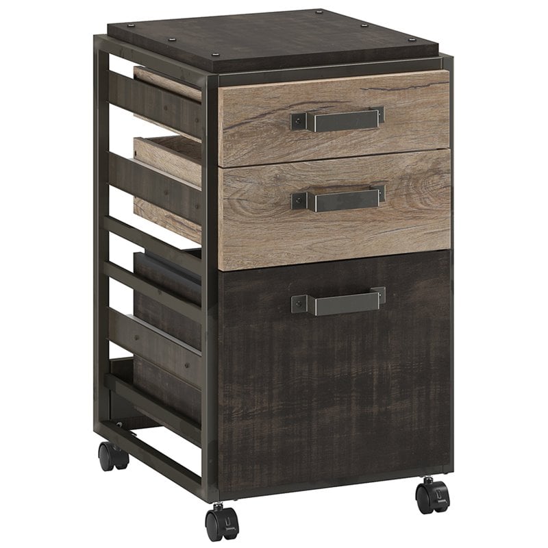 Refinery 3 Drawer Mobile File Cabinet in Rustic Gray - Engineered Wood |  BushFurnitureCollection.com