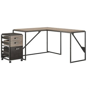 Bush Furniture Refinery 50W L Shaped Desk with Drawers - Engineered Wood
